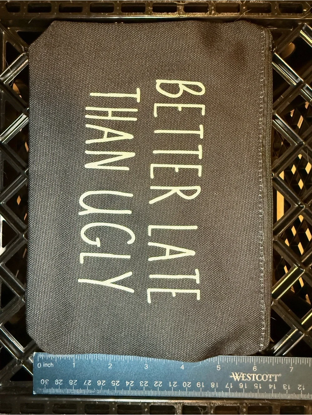 Canvas Zip Pouch - Black with White Text